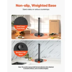 VEVOR Paper Towel Holder Countertop, Stainless Steel Kitchen Paper Towel Stand With Weighted Base And Suction Cups, Black 9 VEVOR Paper Towel Holder Countertop, Stainless Steel Kitchen Paper Towel Stand With Weighted Base And Suction Cups, Black -Aesthtic Interiors GUEST 182f2914 c90e 421f 84af e37a7f65620d