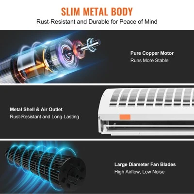 VEVOR 60" Commercial Indoor Air Curtain Super Power 2 Speeds 2100CFM, Wall Mounted Air Curtains For Doors, Indoor Over Door Fan, White 6 VEVOR 60" Commercial Indoor Air Curtain Super Power 2 Speeds 2100CFM, Wall Mounted Air Curtains For Doors, Indoor Over Door Fan, White - Image 6