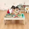 VEVOR Train Table, 84 Pieces Wooden Kids Activity Table With Collapsible Storage Bin, 3-in-1 Wooden Train Set For Kids Ages 3+, Multicolor