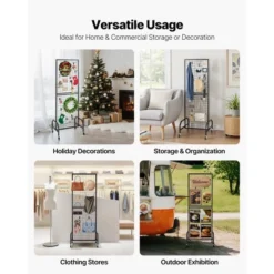 VEVOR Grid Wall Panel, 1.9 X 5.4 Ft Wire Grid Panels Display Rack, Movable Art Display Shelf With Wheels And 10 Hooks, Black -Aesthtic Interiors GUEST 189ed7ea d589 43e1 ab64 afafc9a5d9f1