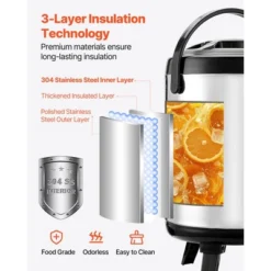 VEVOR Insulated Beverage Dispenser, 1.5 Gal/6L Stainless Steel Thermal Drink Server With Spigot & Temp Display, For Hot And Cold Drinks, Silver -Aesthtic Interiors GUEST 1904001c 38f9 4bf9 b9a8 a85b93ff18b6