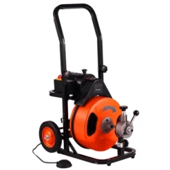 VEVOR Drain Cleaning Machine 75 FT X 1/2 Inch, Sewer Auger Auto Feed With 4 Cutter & Air-activated Foot Switch For 1" To 4" Pipes, Orange, Black -Aesthtic Interiors GUEST 1967d83b 9d2e 4a54 ae54 651346dfe208