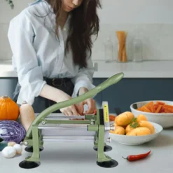 VEVOR French Fry Cutter, Potato Slicer With 1/2-Inch Stainless Steel Blade, Manual Potato Cutter Chopper With Suction Cups, Great For Potato