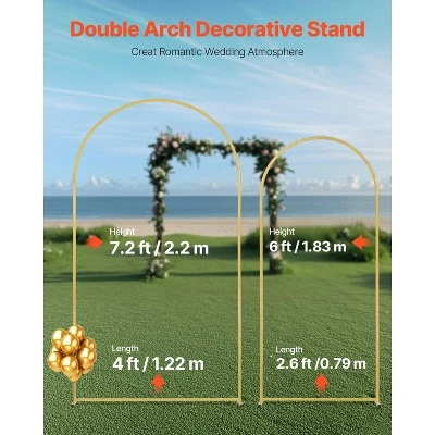 VEVOR Wedding Arch Backdrop Stand, 7.2FT & 4FT, Set Of 2 Stand With Case Connection & Chassis Crossbar Design 2 VEVOR Wedding Arch Backdrop Stand, 7.2FT & 4FT, Set Of 2 Stand With Case Connection & Chassis Crossbar Design - Image 2
