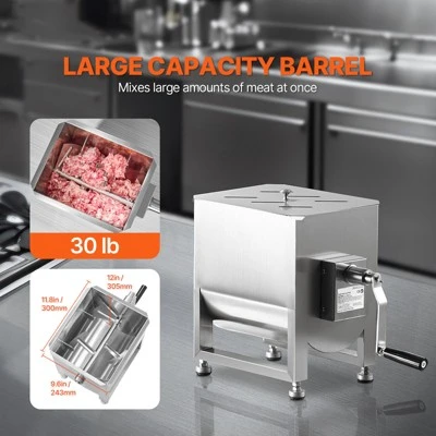 VEVOR Manual Meat Mixer, 30L Fixed Tank Meat Processing Equipment(Mixing Max 30LBS For Meat), Stainless Steel Meat Mixer, , Silver 2 VEVOR Manual Meat Mixer, 30L Fixed Tank Meat Processing Equipment(Mixing Max 30LBS For Meat), Stainless Steel Meat Mixer, , Silver - Image 2