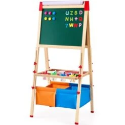 VEVOR Art Easel For Kids, 3-in-1 Wooden Double-Sided Kid's Art Easel With Magnetic Whiteboard, Chalkboard, Paper Roll, Standing Drawing Board -Aesthtic Interiors GUEST 1a9107b6 8824 49bd bbc1 964e1e7f43e4