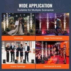 VEVOR Cold Spark Machine, 4 Pack 500W Output Fireworks Controllers, 6.6-13ft Adjustable Height, With Advanced DMX System, Screen, Black -Aesthtic Interiors GUEST 1b294a13 47e4 43c2 9756 1c2484be12b4