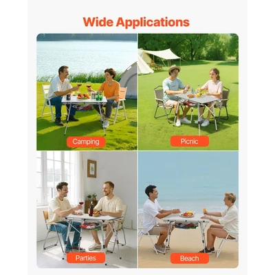 VEVOR Folding Camping Table, Portable Roll Up Side Tables, Lightweight Aluminum Beach Table With Adjustable Height, Top Mesh Layer, Silver 6 VEVOR Folding Camping Table, Portable Roll Up Side Tables, Lightweight Aluminum Beach Table With Adjustable Height, Top Mesh Layer, Silver - Image 6