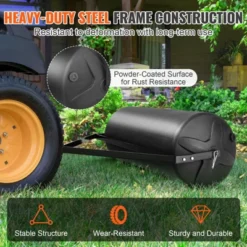 VEVOR Tow Behind Lawn Roller, 400lbs Sand/Water Filled Yard Roller, LLDPE Drum And Steel Frame Sod Roller With Easy-turn Plug, Black -Aesthtic Interiors GUEST 1bb5ffb0 acae 4b68 b1b9 aa2f88d28300