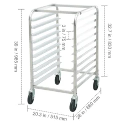 VEVOR Bun Pan Rack, 10-Tier Commercial Bakery Racks With Brake Wheels, Aluminum Racking Trolley Storage For Half & Full Sheet, 26"L X 20.3"W X 39"H -Aesthtic Interiors GUEST 1bd8ef50 e02f 4e55 ac7f b0b8770ad1df