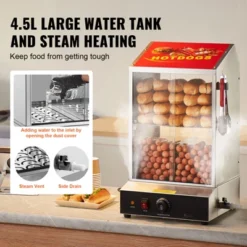 VEVOR Hot Dog Steamer, 39QT, 2-Tier Hot Dog Hut Steamer, 86℉~185℉ Temperature Control, Electric Bun Warmer With Tempered Glass Slide Doors -Aesthtic Interiors GUEST 1bf4a3e1 9831 41cd b1df 1455993d96e5