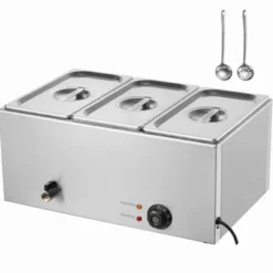 VEVOR 3-Pan Commercial Food Warmer, 17.4QT Electric Steam Table, 1200W Professional Countertop Stainless Steel Buffet Bain Marie -Aesthtic Interiors GUEST 1c07c038 cae6 4a94 91ed c5aba8daa7c8