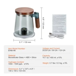 VEVOR Hydrogen Water Cup, 400 Ml / 14.1 Oz Hydrogen Generator, SPE Technology Portable Hydrogen Water Ionizer Machine With Wireless Charging Base -Aesthtic Interiors GUEST 1c2a837c 7718 4e15 b63d 79a902799c61