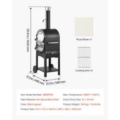 VEVOR Outdoor Pizza Oven, 12" Pellet Fire Ovens, 2-Layer Pizza Oven Wood Fired, Wood Burning Outdoor Pizza-Oven With 2 Removable Wheels, Black -Aesthtic Interiors GUEST 1c677d52 e4b8 4d66 b1fd 0923deb425b2