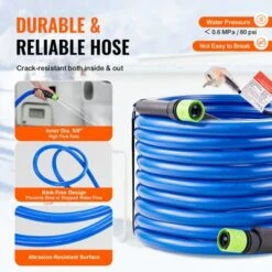 VEVOR 50ft Heated Water Hose For RV, Heated Drinking Water Hose Antifreeze To -45°F, Automatic Self-regulating,5/8" I.D. With 3/4" GHT Adapter, Blue -Aesthtic Interiors GUEST 1c685846 426b 4f8d aeb6 c58bbc1ca97c