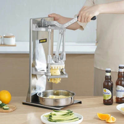 VEVOR Commercial French Fry Cutter With 4 Replacement Blades, 1/4″ And 3/8″ Blade Easy Dicer Chopper, 6-wedge Slicer And 6-wedge Apple Corer 1 VEVOR Commercial French Fry Cutter With 4 Replacement Blades, 1/4″ And 3/8″ Blade Easy Dicer Chopper, 6-wedge Slicer And 6-wedge Apple Corer