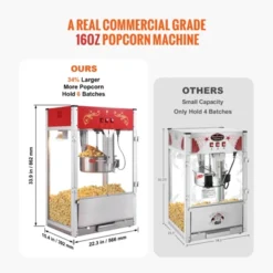 VEVOR Popcorn Maker, 1615W Popcorn Popper Machine, 16 Oz Kettle Large Capacity Countertop Popcorn Maker With Tempered Glass, Red -Aesthtic Interiors GUEST 1cb65afa 5e4b 4d90 86be fc971af83c5a