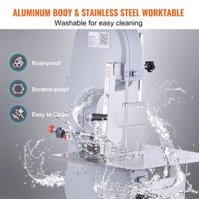 VEVOR Electric Meat Bandsaw, 1100W Stainless Steel Countertop Bone Sawing Machine, Workbeach 19.3" X 15", 0.16-7.9 Inch Cutting Thickness, Silver 5 VEVOR Electric Meat Bandsaw, 1100W Stainless Steel Countertop Bone Sawing Machine, Workbeach 19.3" X 15", 0.16-7.9 Inch Cutting Thickness, Silver - Image 5