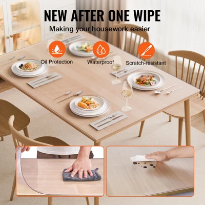 VEVOR Plastic Table Cover, 24 X 48 Inch 1.5 Mm Thick Frosted Table Protector, Rectangle PVC Desk Mat, Waterproof & Easy Cleaning, Transparent 4 VEVOR Plastic Table Cover, 24 X 48 Inch 1.5 Mm Thick Frosted Table Protector, Rectangle PVC Desk Mat, Waterproof & Easy Cleaning, Transparent - Image 4