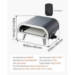 VEVOR Propane Outdoor Pizza Oven, 12 Inch Gas Pizza Maker, Portable Pizza-Cooker With Thickened Pizza-Stone, Carry Bag, Pizza-Oven, Black -Aesthtic Interiors GUEST 1d215426 b6be 4480 a2d2 62c02514b283