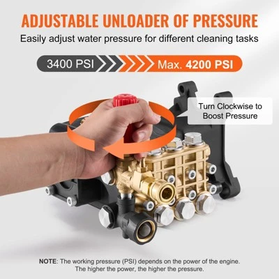 VEVOR Pressure Washer Pump, 1" Shaft Horizontal Triplex Plunger, 4200 PSI, 4.2GPM, Replacement Power Washer Pumps Kit With 5 Nozzles, Black 4 VEVOR Pressure Washer Pump, 1" Shaft Horizontal Triplex Plunger, 4200 PSI, 4.2GPM, Replacement Power Washer Pumps Kit With 5 Nozzles, Black - Image 4