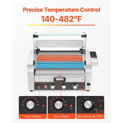 VEVOR Hot Dog Roller, 18 Hot Dog 7 Rollers, Stainless Steel Sausage Grill Cooker, 1200W Hot Dog Machine, Silver 3 VEVOR Hot Dog Roller, 18 Hot Dog 7 Rollers, Stainless Steel Sausage Grill Cooker, 1200W Hot Dog Machine, Silver - Image 3