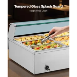 VEVOR Commercial Food Warmer, 1700W Electric Stainless Steel Steam Food Warmer With Glass Cover, 12-Pan Countertop Buffet Bain Marie, Silver -Aesthtic Interiors GUEST 1dd3ebab a221 49e7 8300 b0be42379dad