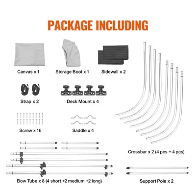 VEVOR 4 Bow Bimini Top Boat Cover, Detachable Mesh Sidewalls, 600D Polyester Canopy With 1" Aluminum Alloy Frame 7 VEVOR 4 Bow Bimini Top Boat Cover, Detachable Mesh Sidewalls, 600D Polyester Canopy With 1" Aluminum Alloy Frame - Image 7