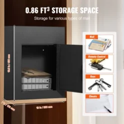 VEVOR Through The Wall Drop Box, Heavy Duty Steel Through The Wall Mailbox With 2.8-7.9" 13" Combination Lock, 13x7x17" Mail Drop Box, Black -Aesthtic Interiors GUEST 1e5f6728 6f20 4254 9864 8870b1ed1065