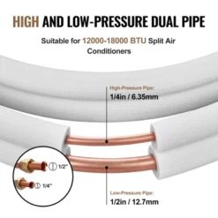 VEVOR 25FT Mini Split Line Set, 1/4" & 1/2" O.D Copper Pipes Tubing And Triple-Layer Insulation,for Air Conditioning Or Heating Pump Equipment,White 10 VEVOR 25FT Mini Split Line Set, 1/4" & 1/2" O.D Copper Pipes Tubing And Triple-Layer Insulation,for Air Conditioning Or Heating Pump Equipment,White -Aesthtic Interiors GUEST 1f0d346e 0194 47c5 89c8 d048bfad24f1
