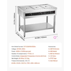 VEVOR 3-Pan Commercial Food Warmer,Electric Steam Table With Independent Temperature Control,450Wx3 Stainless Steel Buffet Catering Food Warmer,Silver 14 VEVOR 3-Pan Commercial Food Warmer,Electric Steam Table With Independent Temperature Control,450Wx3 Stainless Steel Buffet Catering Food Warmer,Silver -Aesthtic Interiors GUEST 1f4ae31e f537 40c6 947a 84dcfe865b9f