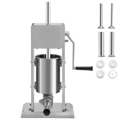 VEVOR Manual Sausage Stuffer, 7LBS/3L Capacity, Two Speed 304 Stainless Steel Vertical Sausage Stuffer, Sausage Filling Machine, Silver 8 VEVOR Manual Sausage Stuffer, 7LBS/3L Capacity, Two Speed 304 Stainless Steel Vertical Sausage Stuffer, Sausage Filling Machine, Silver - Image 8