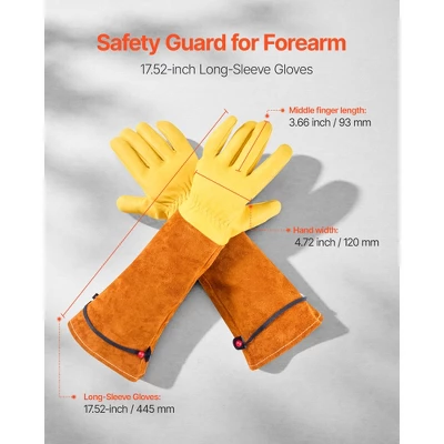 VEVOR Gardening Gloves, Thorn Proof & Puncture Resistant Garden Gloves With Elastic Cuff, 17.5 In Long-Sleeve Glove, Size M, Yellow&Orange 3 VEVOR Gardening Gloves, Thorn Proof & Puncture Resistant Garden Gloves With Elastic Cuff, 17.5 In Long-Sleeve Glove, Size M, Yellow&Orange - Image 3