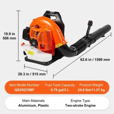 VEVOR Backpack Leaf Blower, 79CC 2-Cycle Gas Leaf Blower With 3L Fuel Tank, 930CFM Air Volume 184MPH Speed, Ideal For Lawn Care, Leaf Cleaning 7 VEVOR Backpack Leaf Blower, 79CC 2-Cycle Gas Leaf Blower With 3L Fuel Tank, 930CFM Air Volume 184MPH Speed, Ideal For Lawn Care, Leaf Cleaning - Image 7
