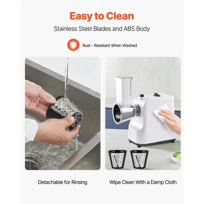 VEVOR Electric Cheese Grater Salad Maker, 200W Salad Shooter, Electric Vegetable Slicer Shredder Chopper For Fruits With 5 Attachments, White 5 VEVOR Electric Cheese Grater Salad Maker, 200W Salad Shooter, Electric Vegetable Slicer Shredder Chopper For Fruits With 5 Attachments, White - Image 5