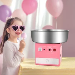 VEVOR Electric Cotton Candy Machine, 1000W Commercial Candy Floss Maker With 20.5 In Stainless Steel Bowl, Sugar Scoop, And Drawer, Pink