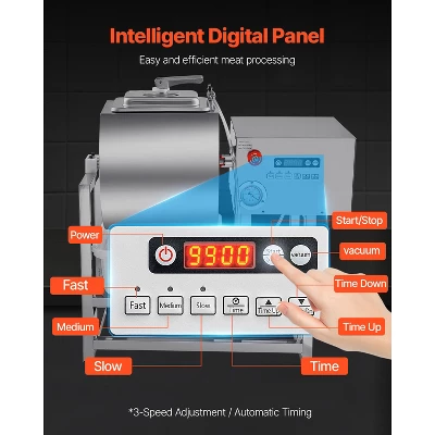 VEVOR Commercial Meat Tumbler Marinator, 40L Vacuum Tumbler Marinating Machine With Bidirectional Rotation And 3-Speed, Silver 4 VEVOR Commercial Meat Tumbler Marinator, 40L Vacuum Tumbler Marinating Machine With Bidirectional Rotation And 3-Speed, Silver - Image 4