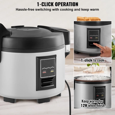 VEVOR Commercial Rice Cooker, 45-Cup Rice Cooker, 9.51 Qt / 9 Liter Large Rice Cooker And Warmer With Nonstick Inner Pot, 12-Hour Keep Warm 6 VEVOR Commercial Rice Cooker, 45-Cup Rice Cooker, 9.51 Qt / 9 Liter Large Rice Cooker And Warmer With Nonstick Inner Pot, 12-Hour Keep Warm - Image 6