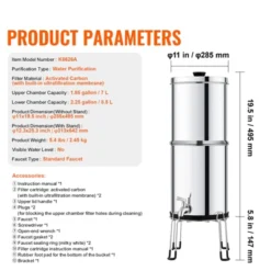 VEVOR Gravity-fed Water Filter System, 2.25G 304 Stainless-Steel Countertop Water Filtration System, Reduces Lead And Up To 99% Of Chlorine -Aesthtic Interiors GUEST 207c1d90 8d41 45bd a370 7e6e03aecbb2
