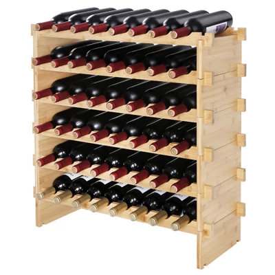 VEVOR 48 Bottle Stackable Modular Wine Rack, 6-Tier Solid Bamboo Wood Storage Racks, Floor Freestanding Wines Holder Display Shelf, Natural Color 8 VEVOR 48 Bottle Stackable Modular Wine Rack, 6-Tier Solid Bamboo Wood Storage Racks, Floor Freestanding Wines Holder Display Shelf, Natural Color - Image 8