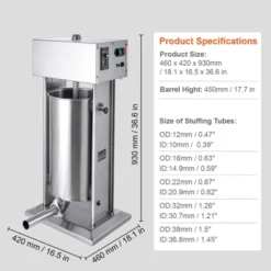 VEVOR Electric Sausage Stuffer, 25 L / 55 LBS Vertical Meat Stuffer, 400W Motor, Stepless Speed Control And Foot Pedal, Silver -Aesthtic Interiors GUEST 20ae2337 c7a1 40f1 ab04 fd6ffd51fd1a