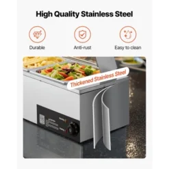 VEVOR Commercial Food Warmer, 1500W Electric Stainless Steel Steam Food Warmer With Glass Cover, 4-Pan Countertop Buffet Bain Marie, Silver 12 VEVOR Commercial Food Warmer, 1500W Electric Stainless Steel Steam Food Warmer With Glass Cover, 4-Pan Countertop Buffet Bain Marie, Silver -Aesthtic Interiors GUEST 2116e7d2 f2a0 4ce2 9ffa 62ecd925dc1b