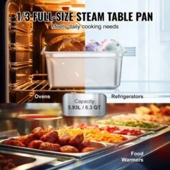VEVOR 8 Pack Hotel Pans, 1/3 Size Anti-Jam Steam Pan With Lid, 0.8mm Thick Stainless Steel Steam Table Pan, 6-Inch Deep Commercial Table Pan -Aesthtic Interiors GUEST 216ef50b fc59 4a63 a0af b9d9672bbc55