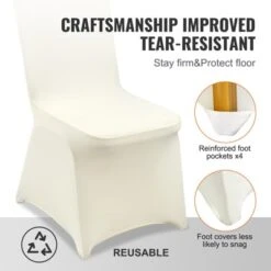 VEVOR Stretch Spandex Folding Chair Covers, Universal Fitted Chair Cover, Removable Washable Protective Slipcovers,for Wedding, (50PCS Ivory White) -Aesthtic Interiors GUEST 21b3b035 b426 4668 87e5 3b56788fea6a
