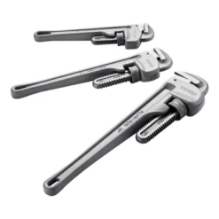 VEVOR 3-Piece Pipe Wrench Set, 10" 14" 18" Aluminum Straight Pipe Wrench, Adjustable Plumbing Wrench, With High Strength Jaw, Silver -Aesthtic Interiors GUEST 22151584 fcac 4555 af4f 096db1ff4fd0