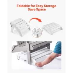 VEVOR Adirondack Ottoman, 17.7L X 19.7W X 13.8H Inch HDPE Plastic Folding Adirondack Ottoman, Weather-Resistant Foot Rest For Adirondack Chair,White -Aesthtic Interiors GUEST 2241f09d f833 46be b277 ef811527640a