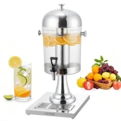 VEVOR Beverage Dispenser, 2.1 Gallon Drink Dispenser For Parties, Stainless Steel + Plastic Juice Dispensers With Spigot Ice Chamber Tray, Silver -Aesthtic Interiors GUEST 22551c0f 09ac 45ee 96a7 97460e90c2f5