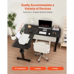VEVOR L Shaped Desk,Electric Adjustable Height Corner Gaming Desk With Dual Hooks And Wheels, Heavy Duty Carbon Steel L-Shaped Computer Table, Black 9 VEVOR L Shaped Desk,Electric Adjustable Height Corner Gaming Desk With Dual Hooks And Wheels, Heavy Duty Carbon Steel L-Shaped Computer Table, Black -Aesthtic Interiors GUEST 22848355 546f 4fde ae9a 4ad09371592b