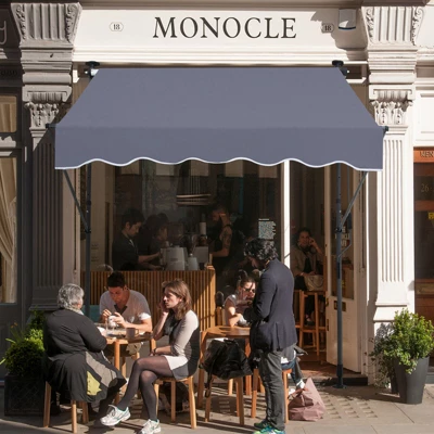 VEVOR 59 X 47" Patio Awning Retractable, Awning Sunshade Shelter With Manual Crank Handle, Adjustable Height From 86 To 122 In, Dark Gray 1 VEVOR 59 X 47" Patio Awning Retractable, Awning Sunshade Shelter With Manual Crank Handle, Adjustable Height From 86 To 122 In, Dark Gray