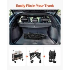 VEVOR Double Decker Wagon Collapsible, 400L Heavy Duty Folding Wagon Cart, Extended Long Garden Cart With All-Terrain Wheels, Black -Aesthtic Interiors GUEST 22ef1aa8 008e 4047 bd7f b94097885fd6